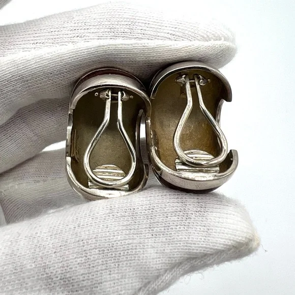 Tiffany & Co. Sterling Silver Red Enamel Shrimp Shell Clip Earrings. - Picture 7 of 8